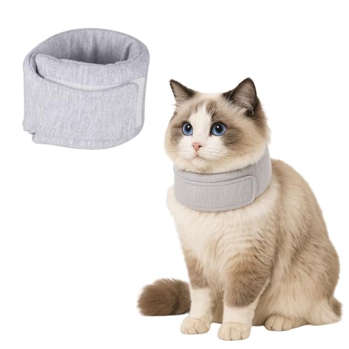 JYNXOR Collare Per Gatti,Collari Protettivi per Gatto,Collare Elisabettiano Gatto Anti-Leccamento Per Gatti,Collare Morbido Regolabile,Articoli Per Animali Domestici(M,Grigio)
