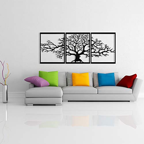 Tree of Life Metal Tree Wall Decor Metal Family Tree Wall Art Decor 3D Metal Sculpture Metal Wall Decor for Home Office Bedroom Living Room Outdoor Decoration Large 3 Pieces ( all pieces 48x60cm) - Image 4
