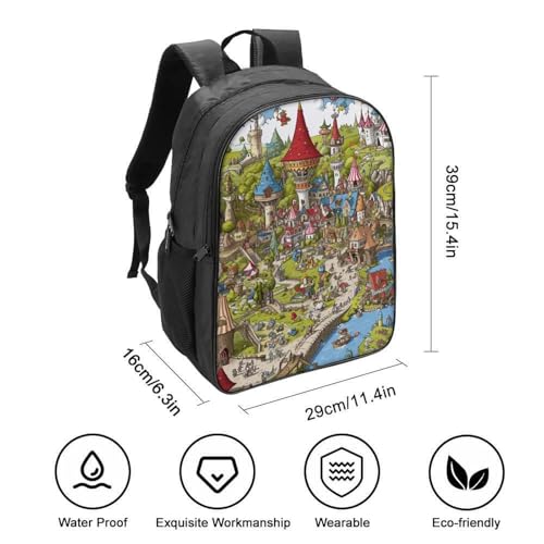 Mochila escolar resistente 3D parque de atracciones para evitar roturas y cuidar la espalda 2