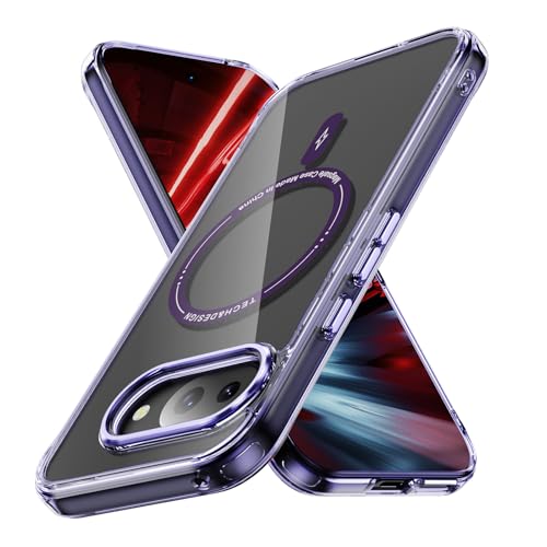 Coque aimantée Google Pixel 9a compatible MagSafe antichoc transparente violette