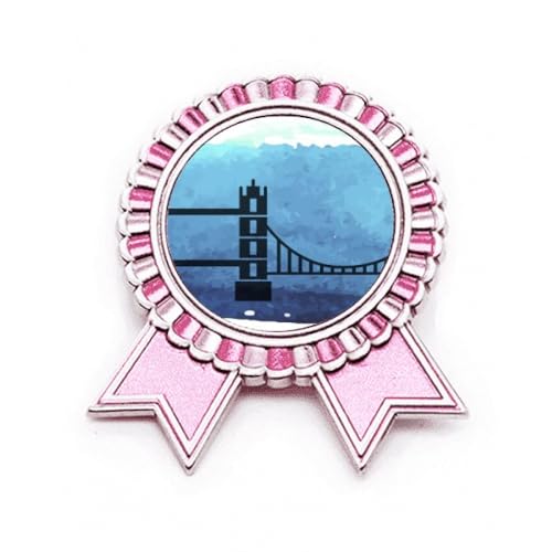 Broche Tower Bridge Londres Angleterre Royaume-Uni médaille métal rose M