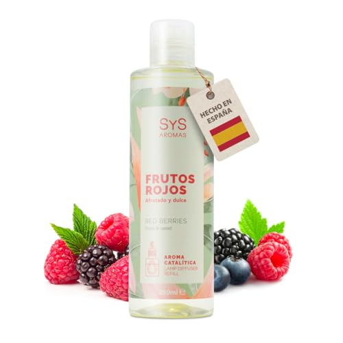 Aroma Lampara Catalitica 250ml Frutos Rojos SYS Aromas. Notas Dulces y afrutadas. Aroma Dulce. para Usar en lámpara catalítica del hogar.