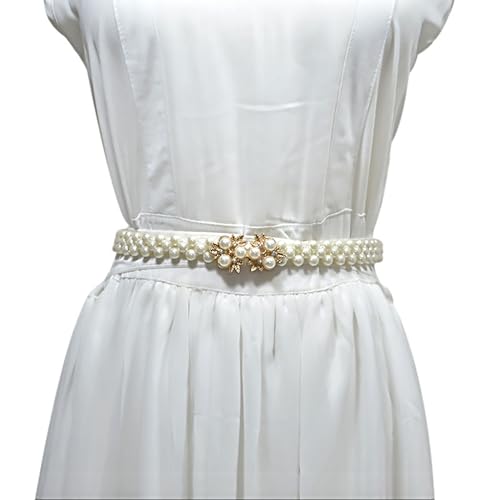 Ayliss Women Pearl Waist Belt Elastic Wedding Bridal Belt with Rhinestone Crystal Sash Bridesmaid Dress Belt Waistband2