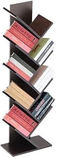 INMOZATA Tree Desktop Bookshelf Organizer Floor Standing Bookcase Book Display Rack Storage for Home Office Living Room (9 Tier, Black Walnut)