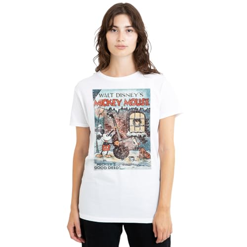T-shirt blanc Mickey Disney vintage femme idéal pour les fêtes de fin d'année