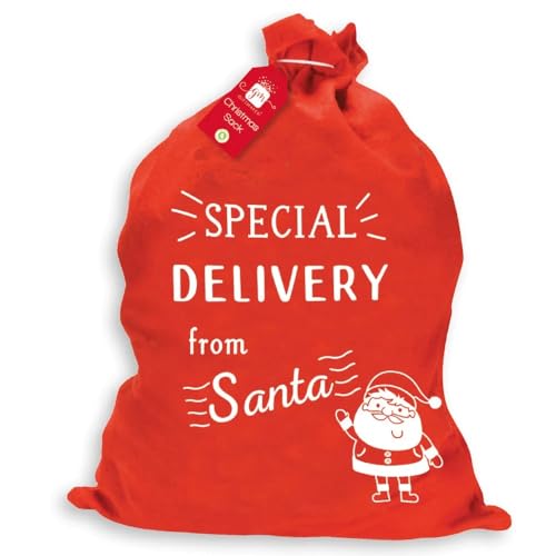 Giftmaker Collection Large Christmas Santa Sack Gift Stocking For Xmas Presents Special Delivery Bag