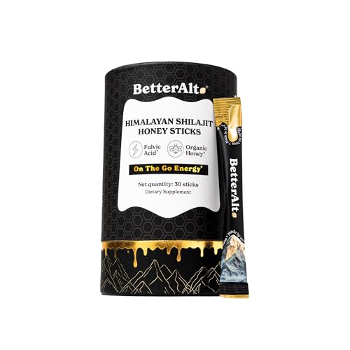 Better Alt Pure Himalayan Shilajit Sticks with Organic Honey, Saffron | Easy to Consume Shilajit| 30 Sticks for Energy Boost & Immune Support, 85+ Trace Minerals, 75%+ Fulvic Acid