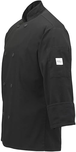 Mercer Culinary M60010BKS Millennia Men's Cook Jacket with Traditional Buttons, Small, Black