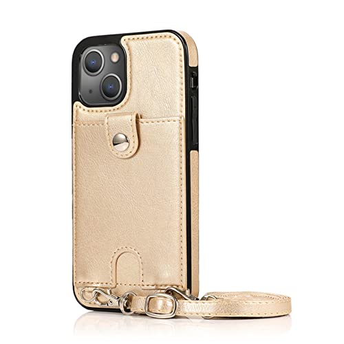 Étui de téléphone à bandoulière en cuir pour iPhone 11 Or