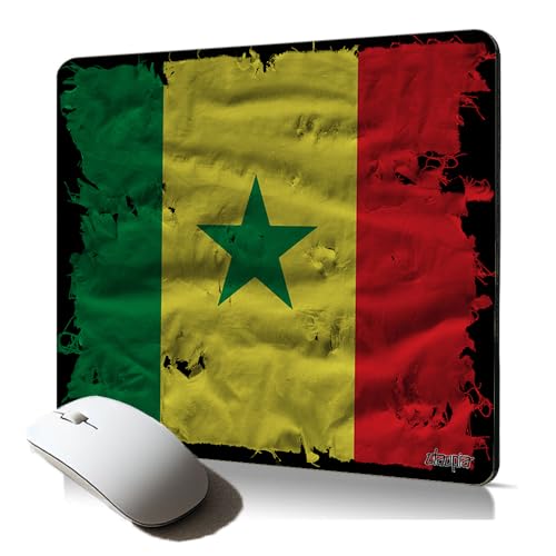 Tapis de Souris Souple Drapeau Senegal senegalais Design Tissu Mouse Pad Ergonomique antiderapant et Flexible Coupe d'afrique Foot