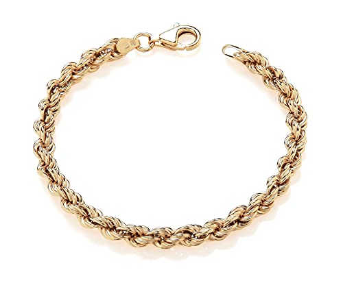 Old English Jewellers 9ct Yellow Gold on Silver Ladies Rope Bracelet - 5mm
