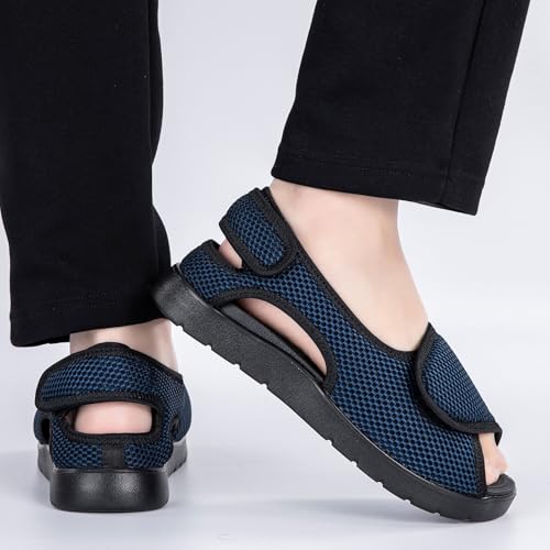 Gaatpot Chaussons Diabétiques Femmes Sandale Scratch Hommes Sandales de Rééducation Largeur Réglables Chaussures Orthopédique Eté bleu EU40 – vue 6