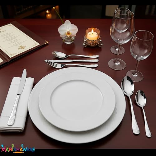 Image of Floral Silver 10 Pcs Stainless Steel Cutlery Set for Dining Table, Dishwasher Safe Glossy Flatware (2 Spoon Set+2 Forks Set+2 Butter Knife+2 Dessert Spoon+ 2 FruitFork)