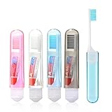 YAZWUR Lot de 4 brosses à dents de voyage, pliables et rabattables, poils...