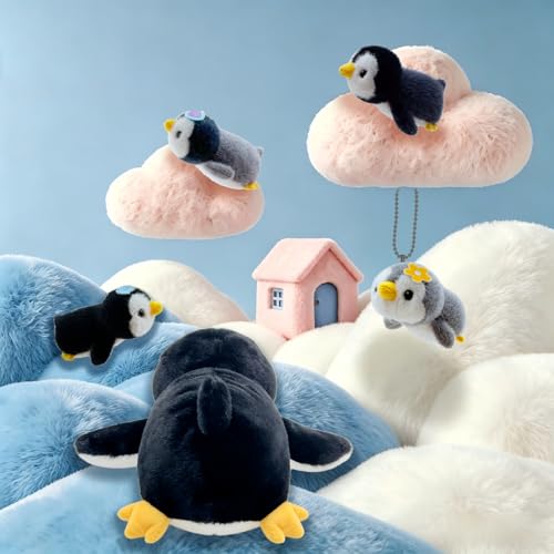 Image of Penguin Stuffed Animal,Cute Penguin Mommy Stuffed Animal with 4 Baby Penguin Plushies in Tummy,Kawaii Penguin Plush Toy Gift for Kids Girls Boys