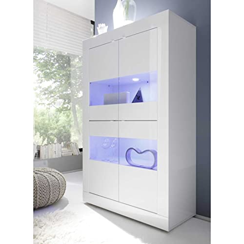 Tousmesmeubles Vitrine 4 Portes - Matera : Blanc - - Neuf