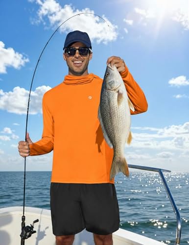 Image of PINSPARK UPF 50+ Sun Protection Hoodie Men with Mask Quick Dry Long Sleeve Fishing Hiking Shirts UV Rash Guard Lightweight