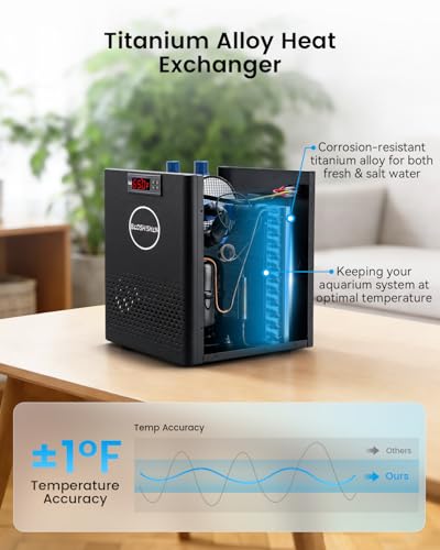 Image of BAOSHISHAN 1 /13 HP Aquarium Chiller 26 Gallon 100L Water Cooling System | Quiet Compressor Refrigeration, Precise Cooling Aquarium Water Chiller for Fish, Axolotls, Coral Reef Tanks and Hydroponics