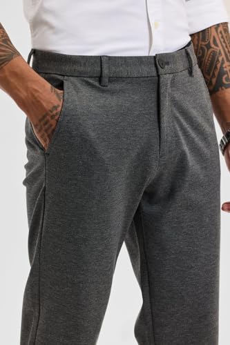 Image of SNITCH Men's Slim Fit Mid Rise Stretch Ankle Length Trousers