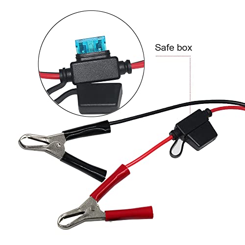 Image of Cigarette Lighter Socket with Battery Alligator Clip - 3FT 12v Car Cigarette Female Socket to Alligator Clamp Battery Charger Extension Cord,Automotive Battery Clip-On Extension Cable with 15A Fuse
