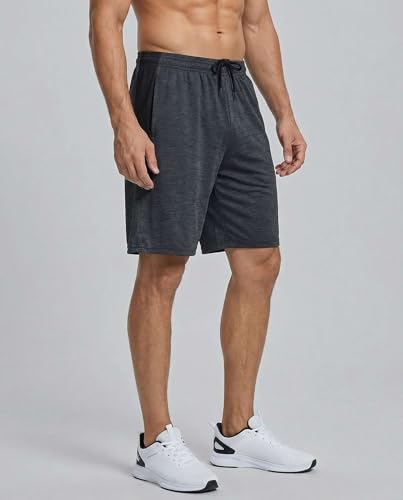Image of Real Essentials Men's 5 Pack: 9 inch Dry-Fit Shorts - Athletic Gym, Workout, Basketball, Running, Casual Lounge Active Pockets
