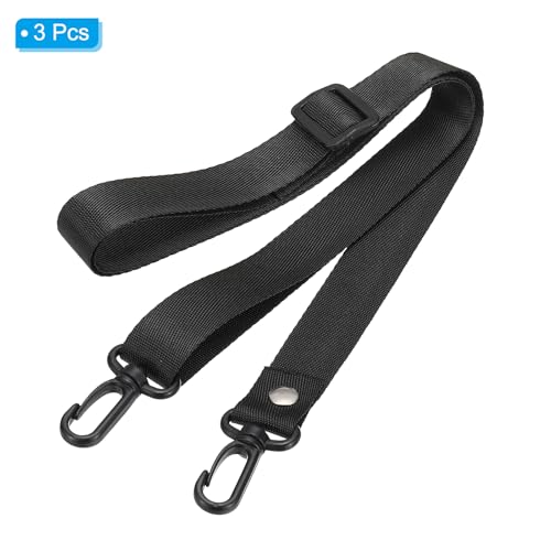 Image of PATIKIL 125cm x 2cm Replacement Shoulder Strap, 3 Pack Adjustable Swivel Clips Hook Buckle Slide Crossbody Bag Belt for Water Bottle Carrier Sling Bag, Black