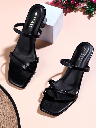 Image of TRASE Block Heel Sandals For Women - Heels For Women - Ladies Stylish Sandal - Heels Sandals For Girls - Comfortable Heels Footwear - Block Heels Sandals For Women
