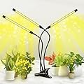 LED Grow Light, 3 Heads Full Spectrum Plant Light with Clamp for Indoor Plants & Seed Starting, 10-Level Dimmable, Auto On Off, Timing 4 9 12Hrs