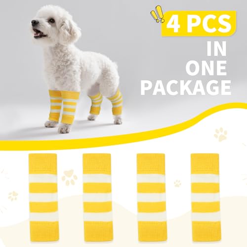 Image of 4 PCS Dog Elbow Sleeve Knit to Help Reducing Licking Scratching Elbow | Soft Knitting, Stretchy Fit Sleeves, Helps Reduce Licking, Dog & Cat Friendly, Easy to Wear, Daily Leg Coverage
