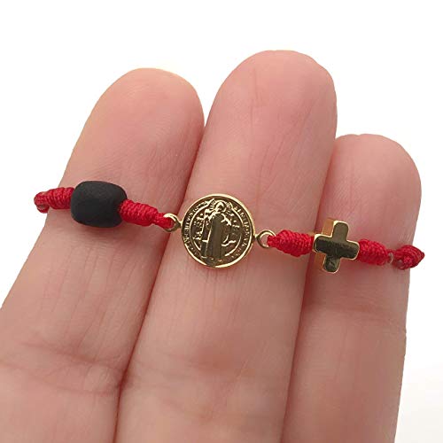 St Benedict Red String Bracelet for de New Family Member Genuine Azabache Jet Stone Welcome to the World3