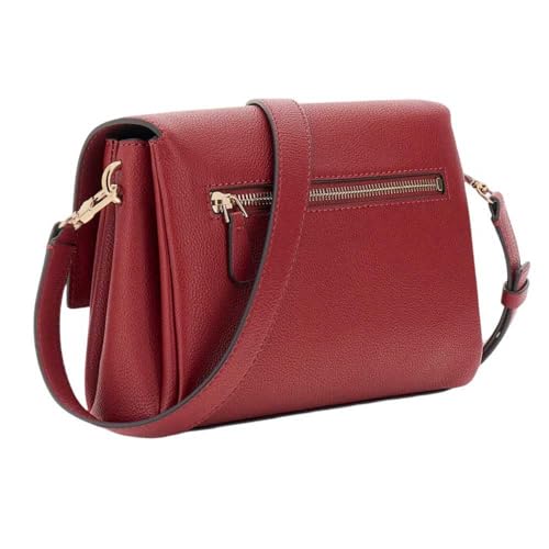 Image of GUESS Red Textured Gregoria Flap Crossbody Bag