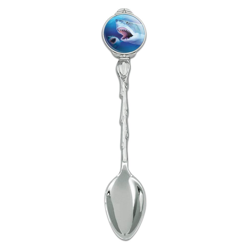 Great White Sharks Ocean Pair Scuba Diving Novelty Collectible Demitasse Tea Coffee Spoon