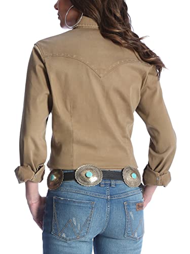 Wrangler Womens Long Sleeve Western Snap Work Shirt Blouse, Rawhide, Large Us #TOP1
