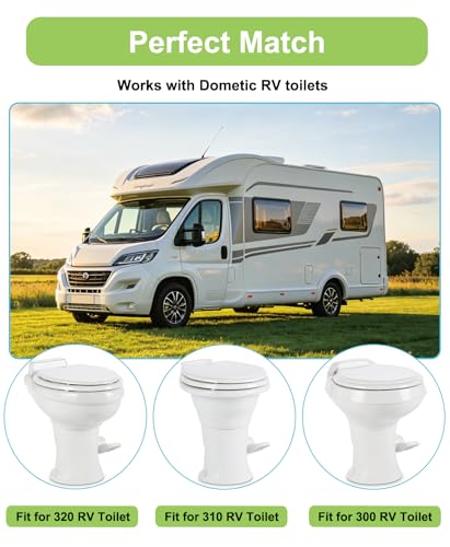 Image of RV Toilet Seal Kit, Replacement for Dometic 300 310 320 Toilets, Includes Flush Ball Seal 385311658 & Base Gasket 385311652 with Mounting Hardware, Fits Camper, Motorhome, and RV Toilets