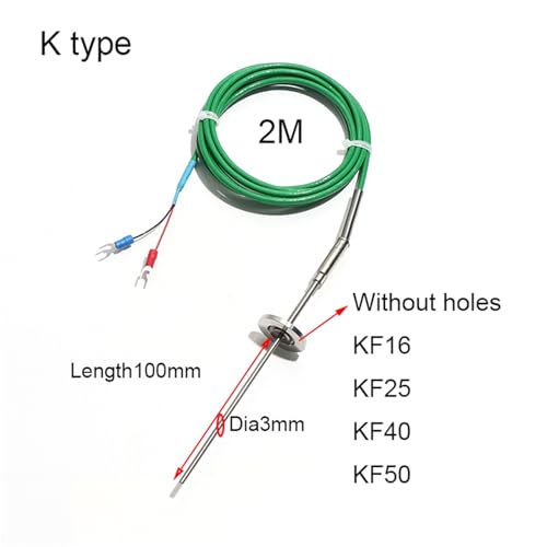 Sensor de temperatura tipo K con brida KF CF y sonda flexible de 2M resistencia térmica 2