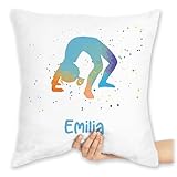 Kissen 40x40 Zierkissen - Turnen - Gymnastik Watercolor - Geschenk Zubehör - 40 x 40 cm - Weiß - Turn Turner turnerinnen Geschenke für