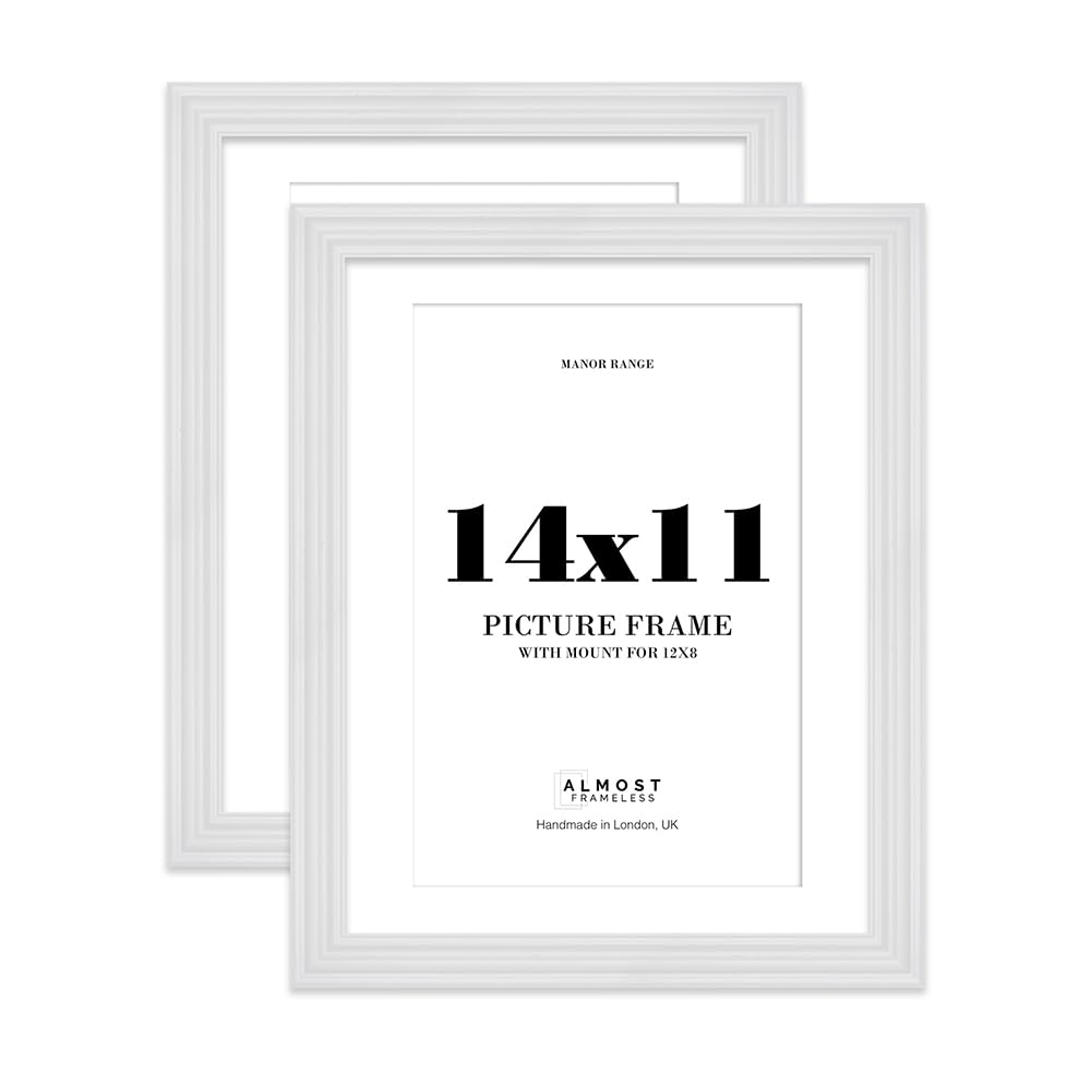14x11" White Picture Frame - 14x11" Frame with 12x8" Mount for 14x11"/12x8" Pictures Classic Style Antique-Inspired Home Accessories, 2 Pack โ image 1