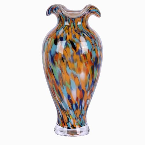 Hand-Blown Decorative Glass vase, Unique Colored Glass vase, Modern Art Home Decor, Perfect as a Centerpiece for Living Room Dining Tables, Display on TV cabinets, or Wedding Floral Arrangements.
