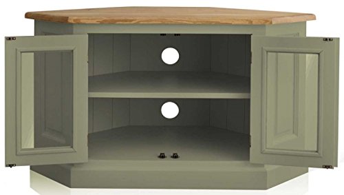 Image of APRODZ Mango Wood Borgia TV Stand Entertainment Unit for Living Room | Green