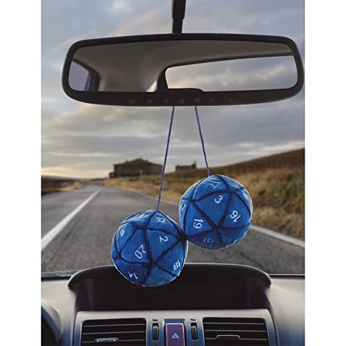 Toy Vault 20-Sided Plush Dice Danglers For Car Mirror (Blue); Hanging Dice Decor For Auto Rearview Mirror #TOP3