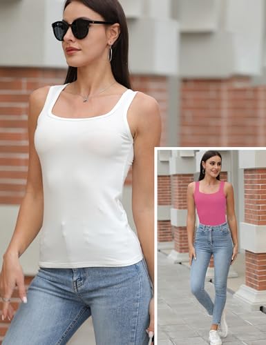 Image of BQTQ 5 Pack Women's Tank Tops Square Neck Sleeveless Ladies Tank Top Undershirts