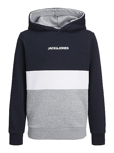 Jack & Jones Junior Boy's Jjereid Blocking Sweat Hood Sn Jnr Sweatshirt, Blazer Navy, 140 (EU)