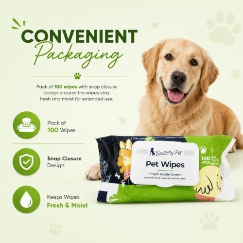 Image of Barkz & Mewz Smarty Pet Wet Wipes for Dogs Puppies Cats Lemongrass Fragrance 300 Count Pack of 3 x 100 Pet Grooming Cleaning Wipes Gentle Deodorizing Safe Daily Use
