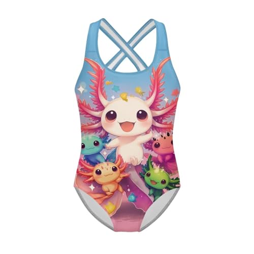 Image of WELLFLYHOM Girls Bathing Suits Size 5-14 One Piece Cross Back Swimsuit Sleeveless Full Coverage Swimwear for Beach Swimming