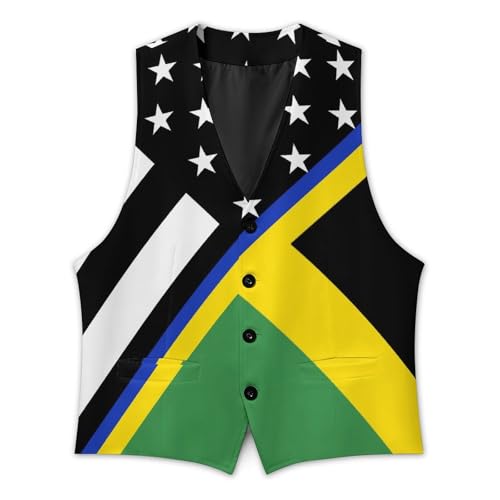 Blue Line U.S. Jamaican Flag Trendy Vest Suit for Men V Neck Formal Dress Waistcoat Vests Business Slim Fit2