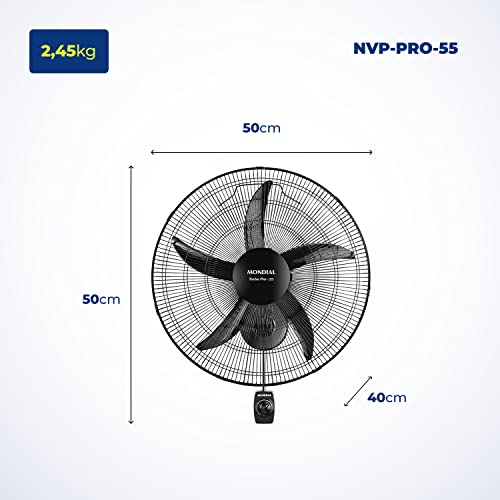 Ventilador de Parede 55 Pro 5 Pás, Mondial, Preto, 150W, 220V - NVP-PRO-55