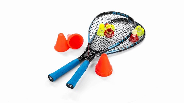 Talbot Torro Set de Speed -Badminton Speed ​​6600, Excellent Ensemble Complet, 2 Raquettes en Aluminium, 6 Volants Résistants au Vent, Plots de Marquage Sur le Terrain, Dans un Sac Tendance, 490116