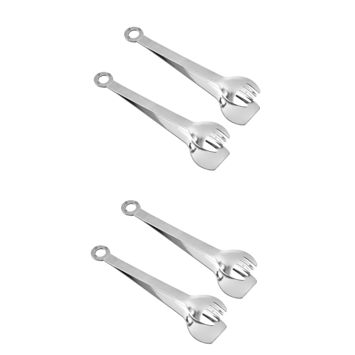 MUCKLILY 2sets Mini Stainless Steel Ice Tongs Serving Tongs for Sugar Cubes Appetizers and More for Parties Cafes and Home Use 2pcs*2