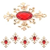 Alipis 6 Dijes Colgantes de Cruz Barroca de Aleación Gemas de Imitación, Accesorios para Hacer Joyas, Pendientes y Collares, Diseño Ligero y Artesanal, Color Rojo, Paquete de 6