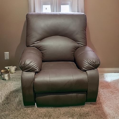 Image of Recliner Sofa Manual Single seat Chair in Leatherette with 5 Years Warranty Motion 1 Seater Reclining Couch Modern & Stylish Living Room settees recliners Comfy Lumbar Support for Sleep